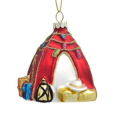 Red Tent Glass Ornament