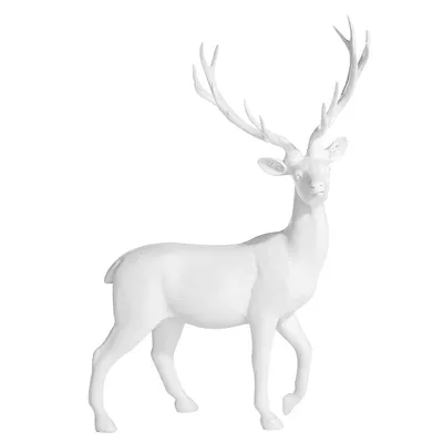 17.5-Inch Standing White Deer Figurine
