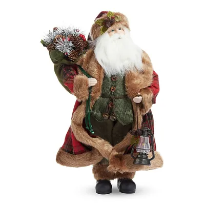 18-Inch Santa With Sac & Lantern Figurine
