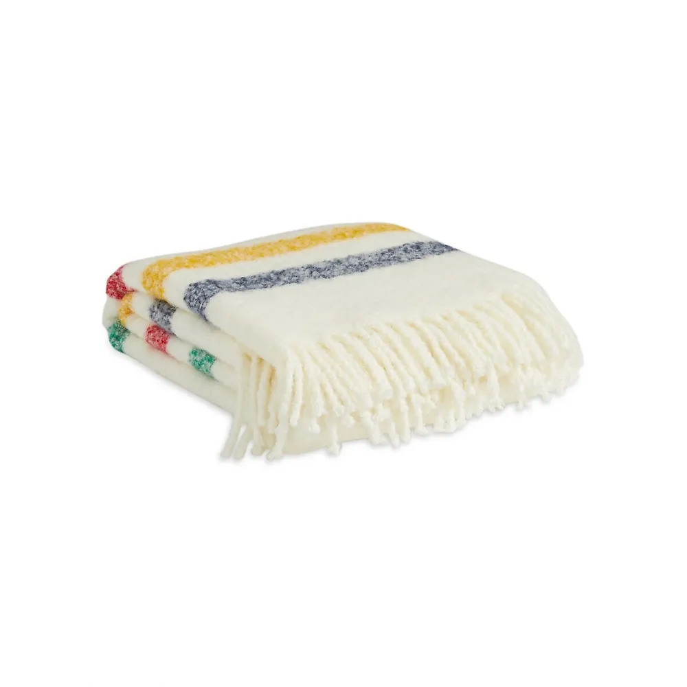 Multistripe Fuzzy All-Season Throw