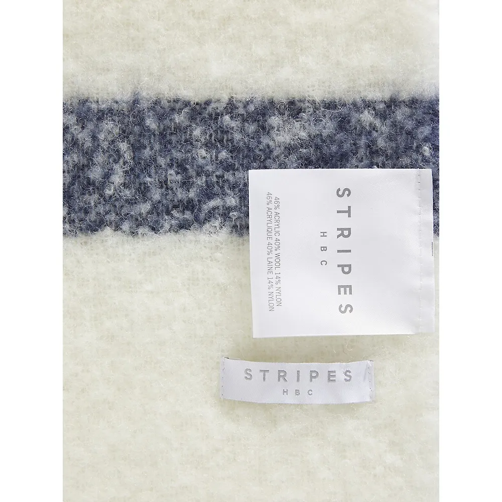 Multistripe Fuzzy All-Season Throw