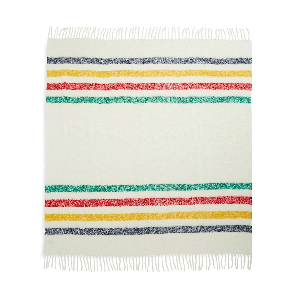 Multistripe Fuzzy All-Season Throw