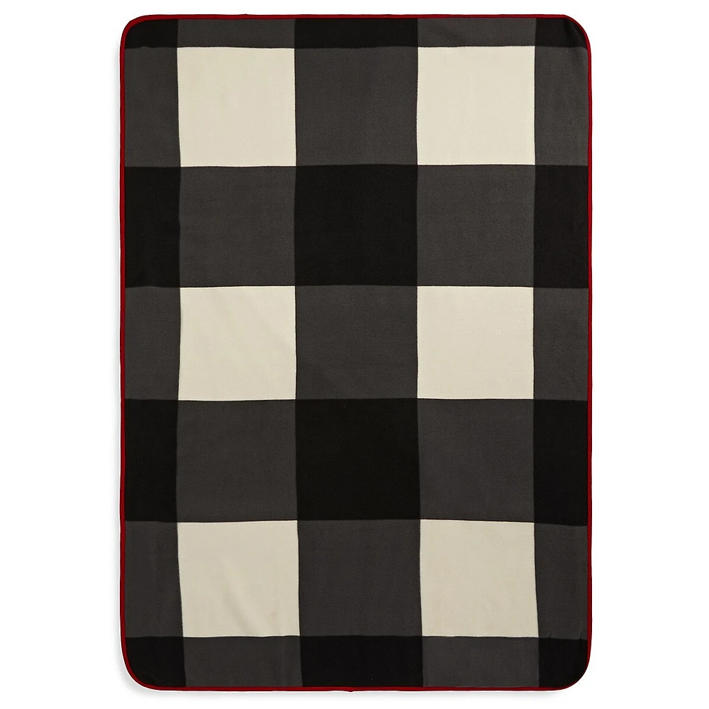 Check Polar Fleece Faux Shearling-Lined Throw