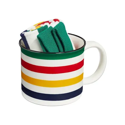 Unisex Multistripe Trouser Socks & Mug Gift Set
