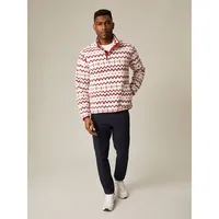 Printed Fleece Snap Mockneck Pullover