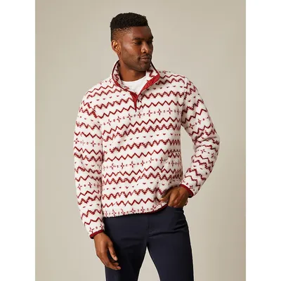 Printed Fleece Snap Mockneck Pullover