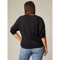 Plus Organic Cotton Long-Sleeve V-Neck Top