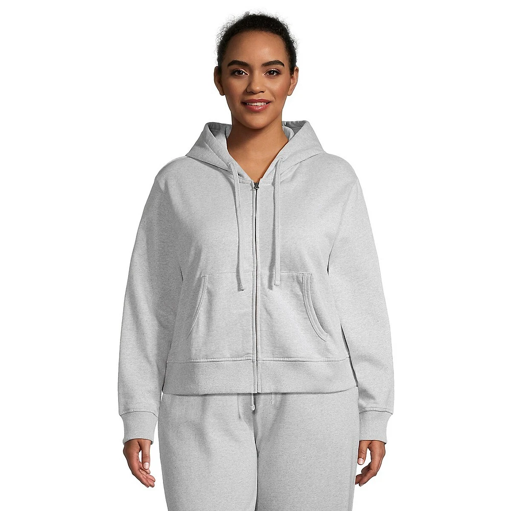 Plus Cropped Full-Zip Hoodie