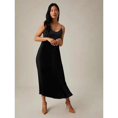 Sleeveless Empire Pleat-Skirt Dress