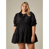 Plus Ruffle Front Mini Dress