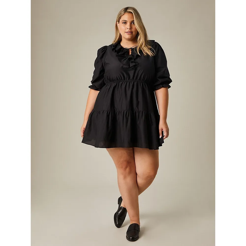 Plus Ruffle Front Mini Dress
