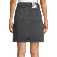 Chain-Accent Denim Mini Skirt