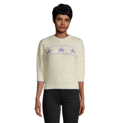 Embellished Star Elbow-Sleeve Sweater