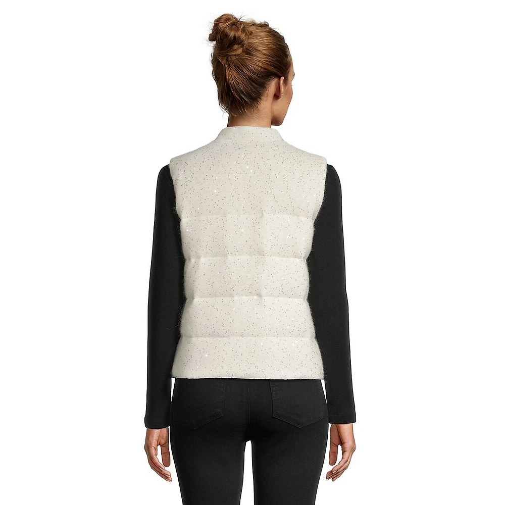 Fabiana Merino Wool-Blend & White Goose Down Sequin Puffer Vest