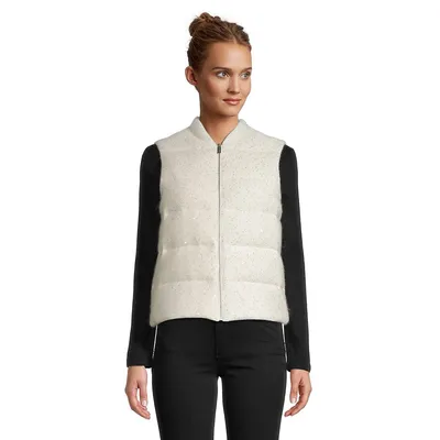 Fabiana Merino Wool-Blend & White Goose Down Sequin Puffer Vest