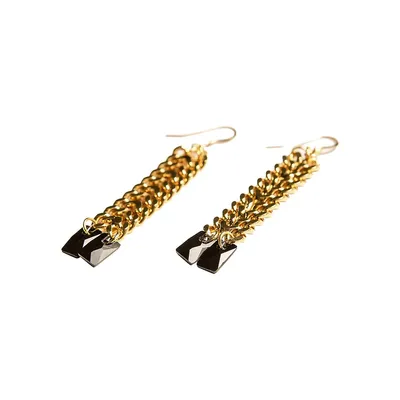 Nocturne Logan 18K Goldplated & Crystal Chain Drop Earring