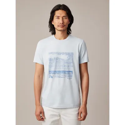T-shirt à imprimé de plage en coton biologique