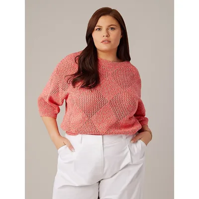 Plus Cropped Chunky Open Knit Sweater