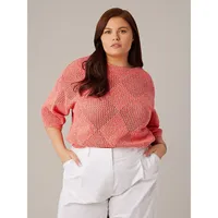 Plus Cropped Chunky Open Knit Sweater