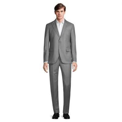 Slim-Fit Flannel Notch-Lapel Suit