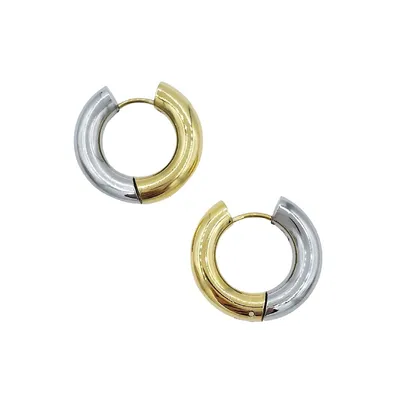 Duo Two-Tone Stainless Steel Hoop Earrings