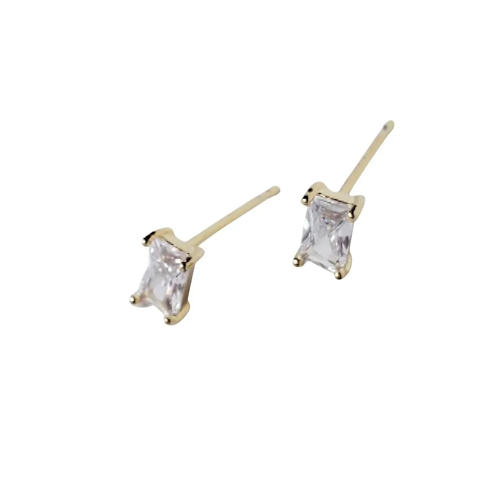 Amelie Goldplated & Cubic Zirconia Baguette Stud Earrings