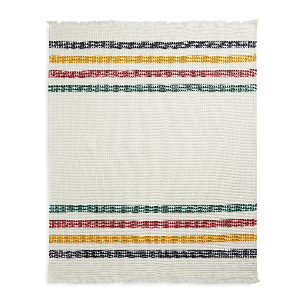 Multistripe Cotton Waffle Throw