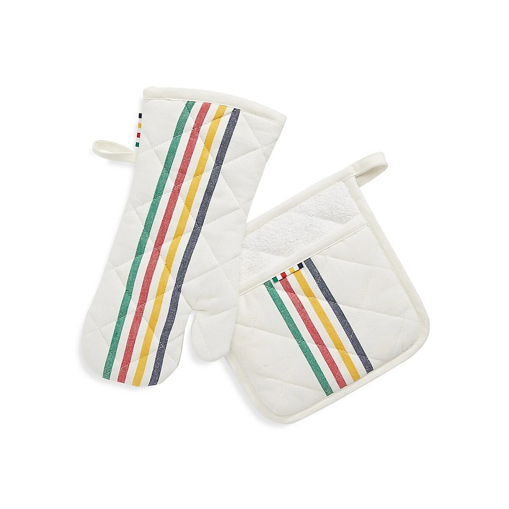 Multistripe Oven Mitt & Pot Holder 2-Piece Set