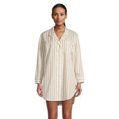 Chemise de pyjama rayée à manches longues pour femme