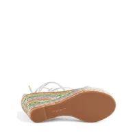 Sandales espadrilles à lacets métallisés et talon compensé Ines