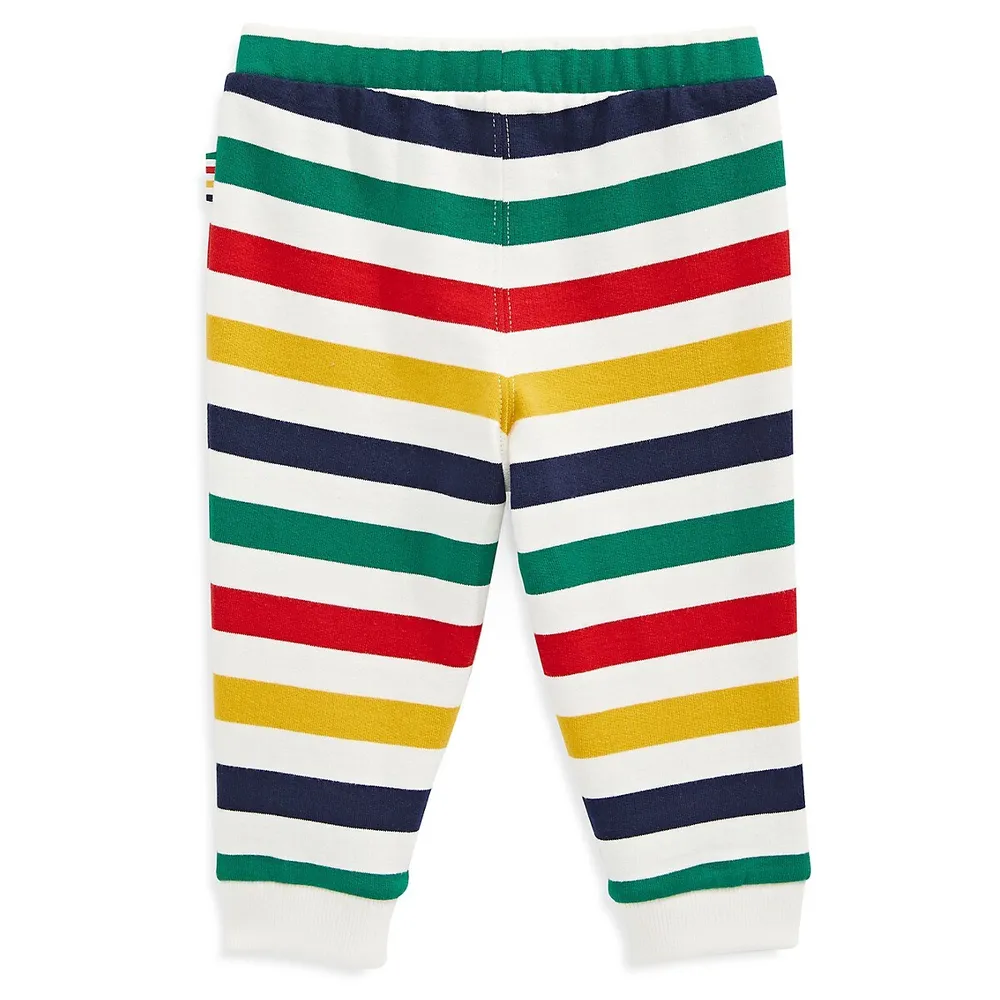 Pantalon d'entraînement en coton biologique à rayures multicolores pour bébé