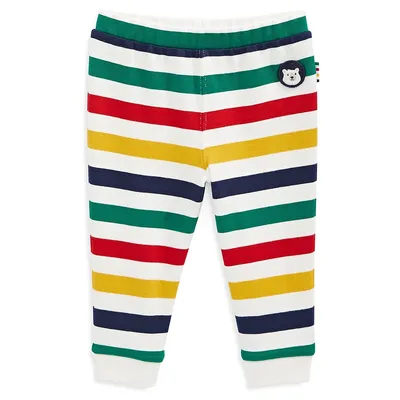 Pantalon d'entraînement en coton biologique à rayures multicolores pour bébé