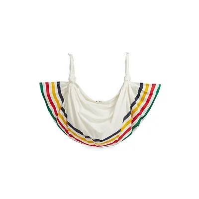 Multistripe Knotted Handle Beach Tote