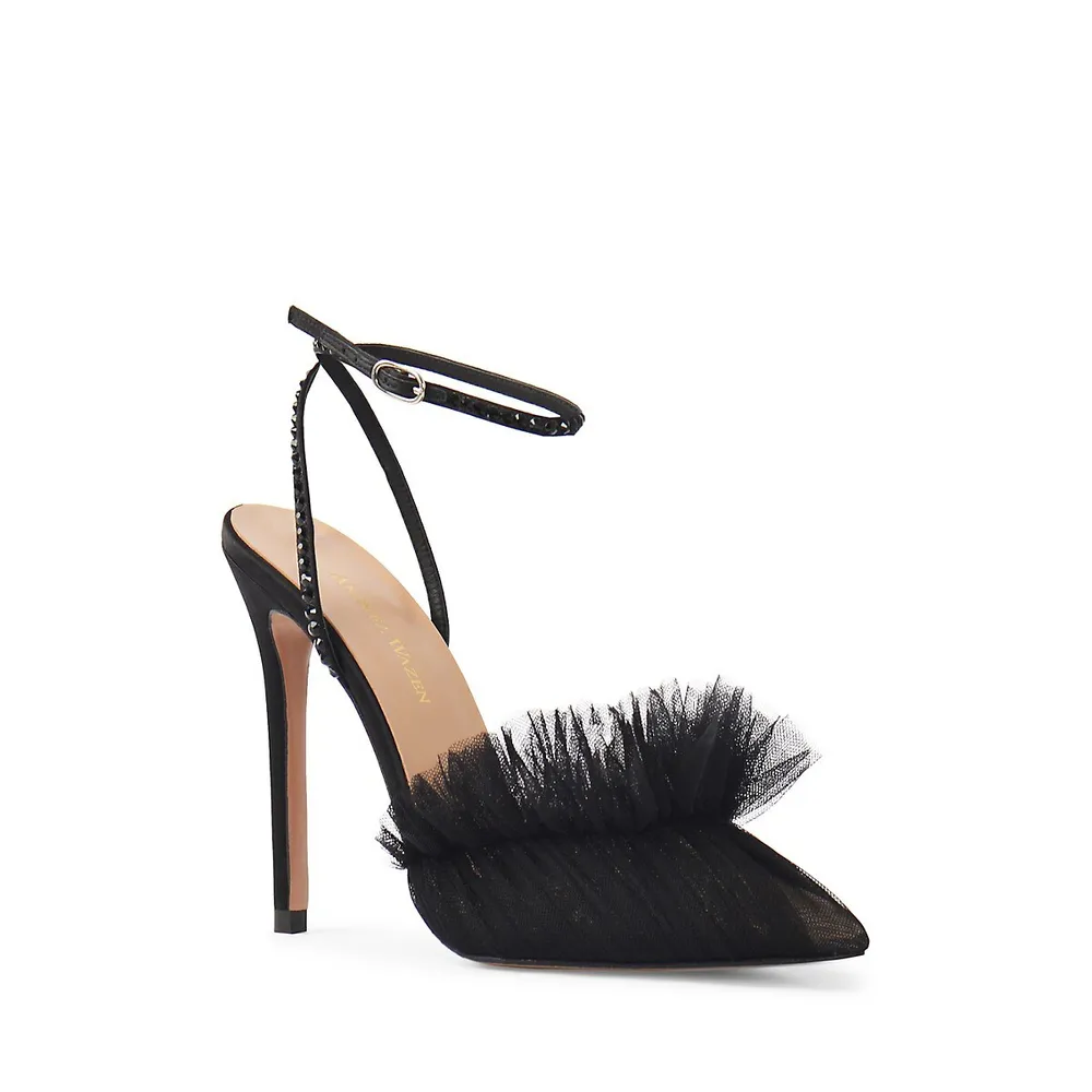 Franca Glitz Tulle Ankle-Strap Pumps