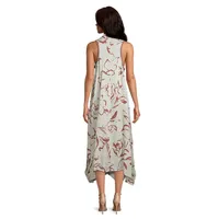 Abstract-Print Sleeveless Midi Dress