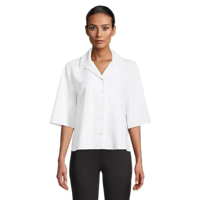 Elbow-Sleeve Cropped Shirt