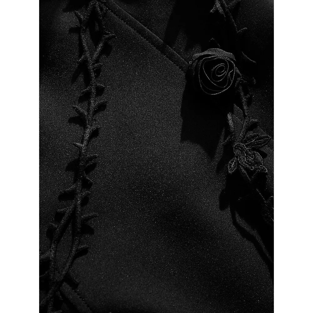Sleeveless Rose & Thorn Embroidered Mini Dress