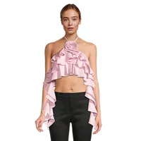 Ruffled Halterneck Crop Top