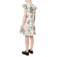 Pomona Floral Frill Cap-Sleeve Tiered Dress