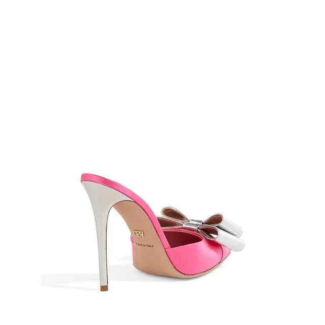 Giambattista Valli Valli Mirrored-Bow Satin Stiletto Mules