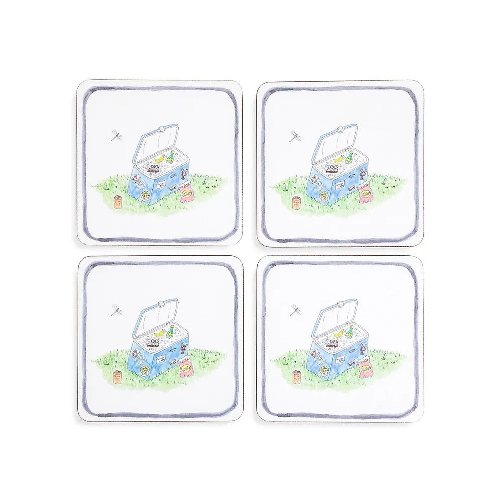 4-Piece Camp Cork-Back Coaster Set