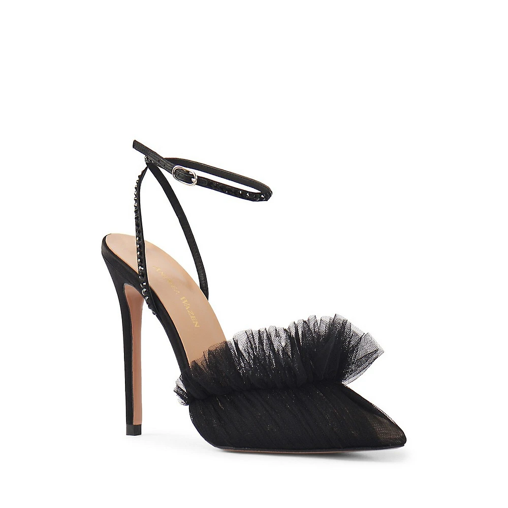 Franca Glitz Ruffled-Tulle Pumps