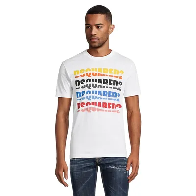 T-shirt étroit à logo imprimé motif de vague couleur