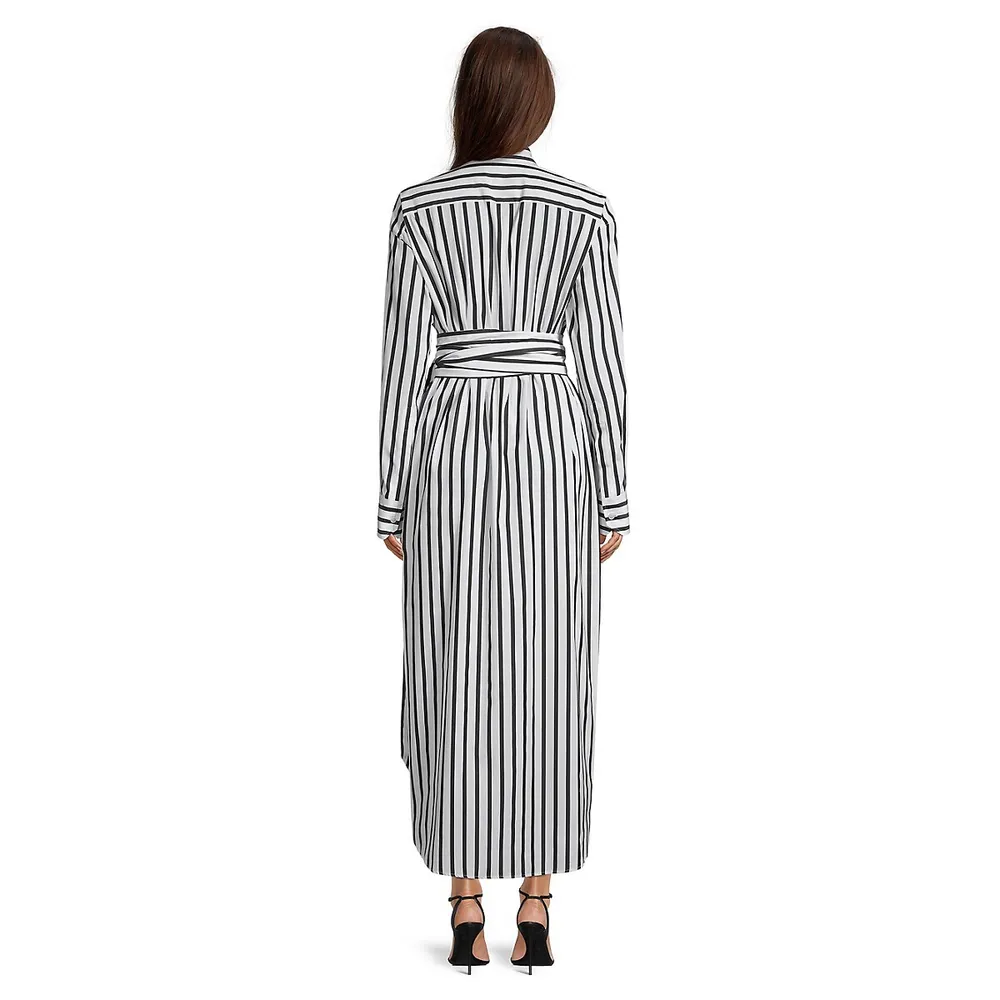 Striped Belted Midi Shirtdress