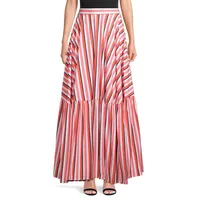 Striped Tiered Maxi Skirt