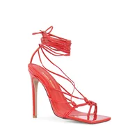 Countdown To Midnight Mandaloun Leather Stiletto Sandals