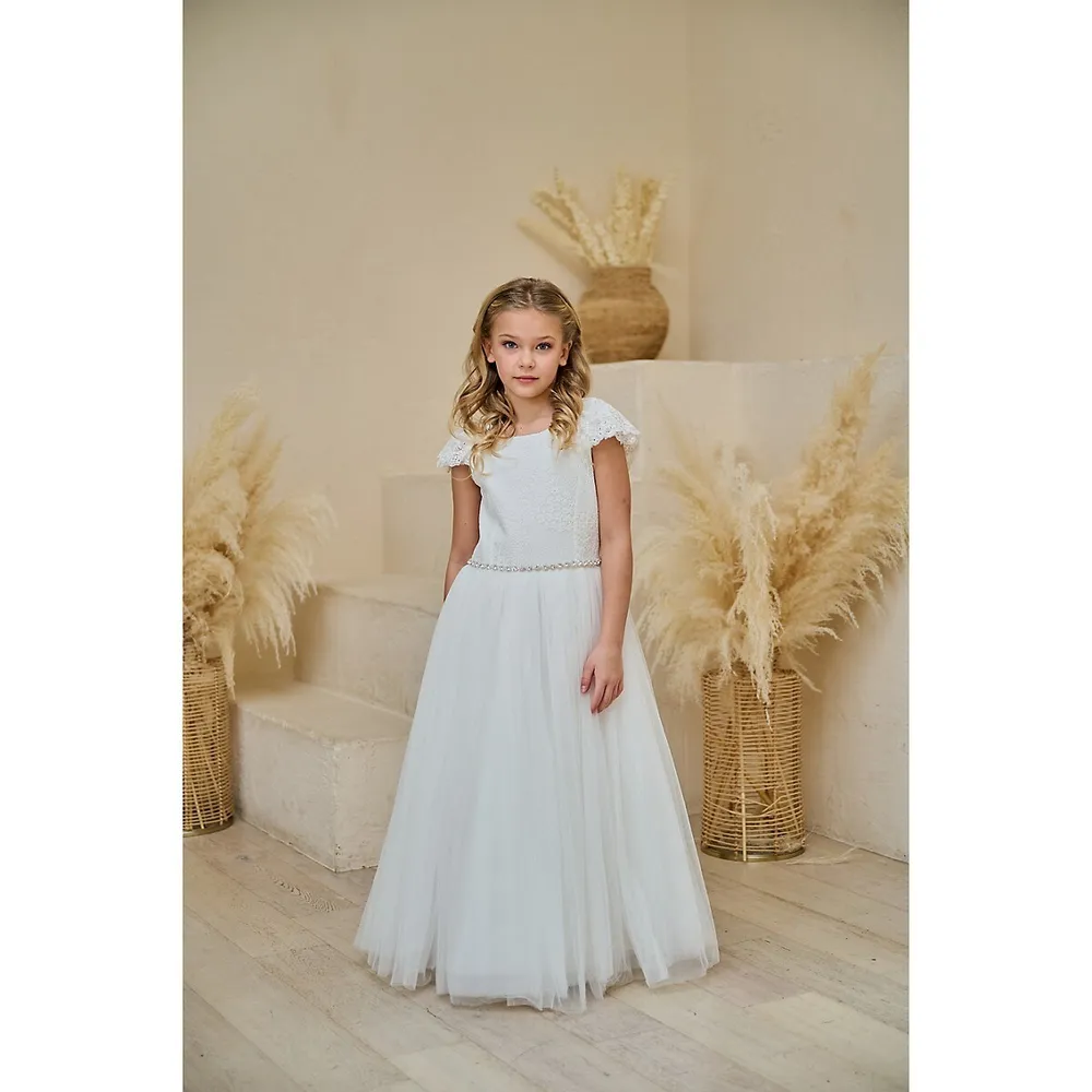 Robe de communion en tulle avec dos dentelle pour fille