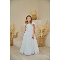 Girl's Lace-Back Tulle Communion Dress