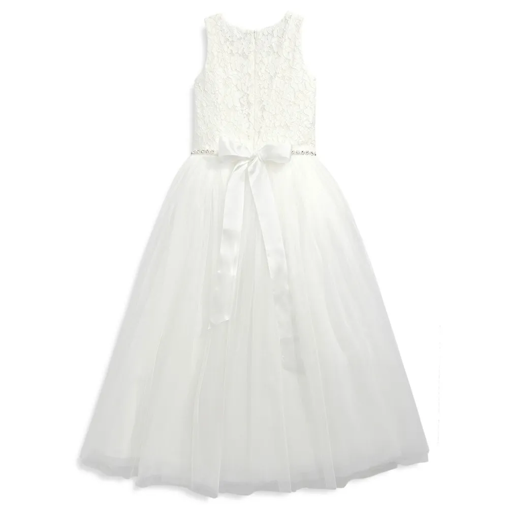 Robe de communion en tulle et dentelle pour fille