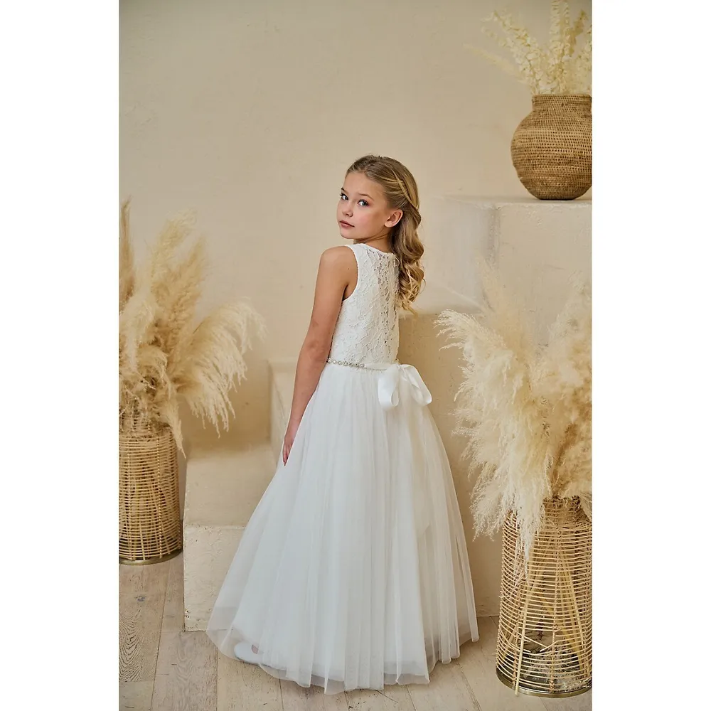 Robe de communion en tulle et dentelle pour fille